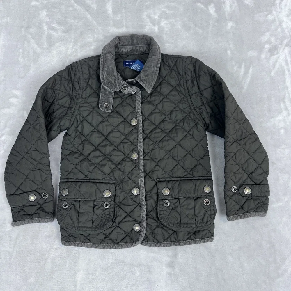 Y2K Ralph Lauren Jacket Toddler 5 Quilted Corduroy Collar Barn Equestrian Preppy